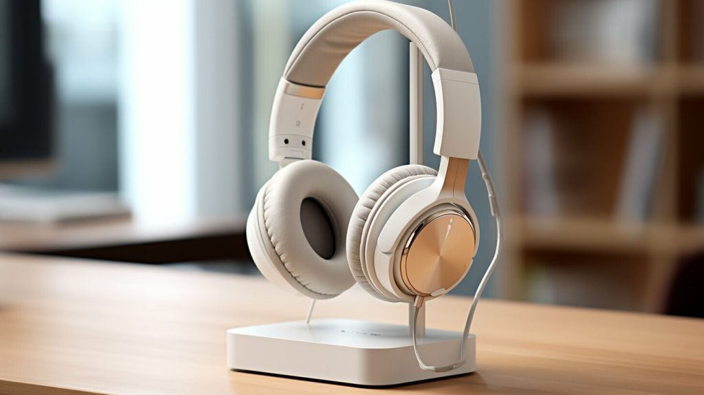 headphone stand with USB ports and wireless charging capabilities